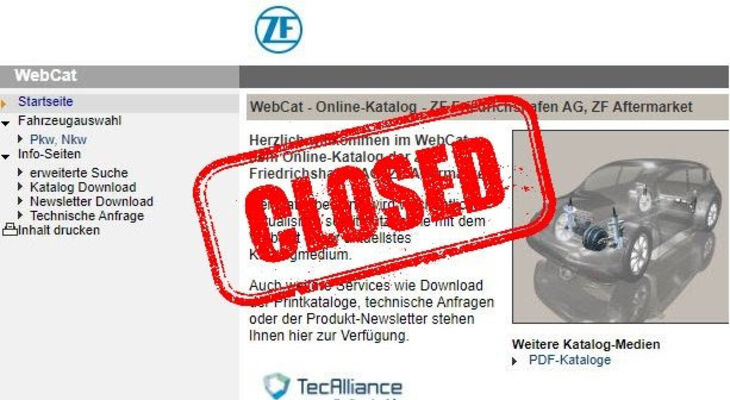 Новый формат онлайн-каталогов ZF Aftermarket и плановое закрытие Webcat Новый формат онлайн-каталогов ZF Aftermarket и плановое закрытие Webcat